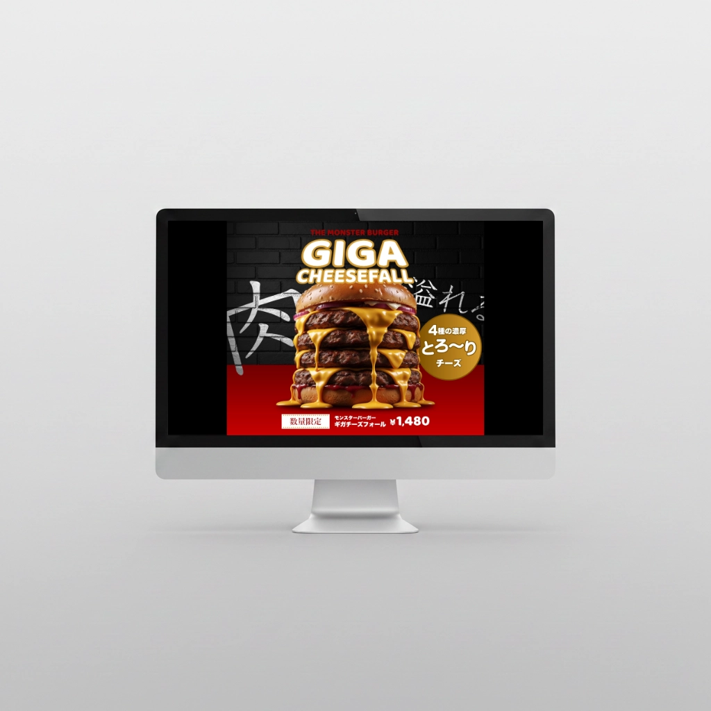 ハンバーガーメニューGIGA SHEESE FALLのバナーデザイン制作実績
