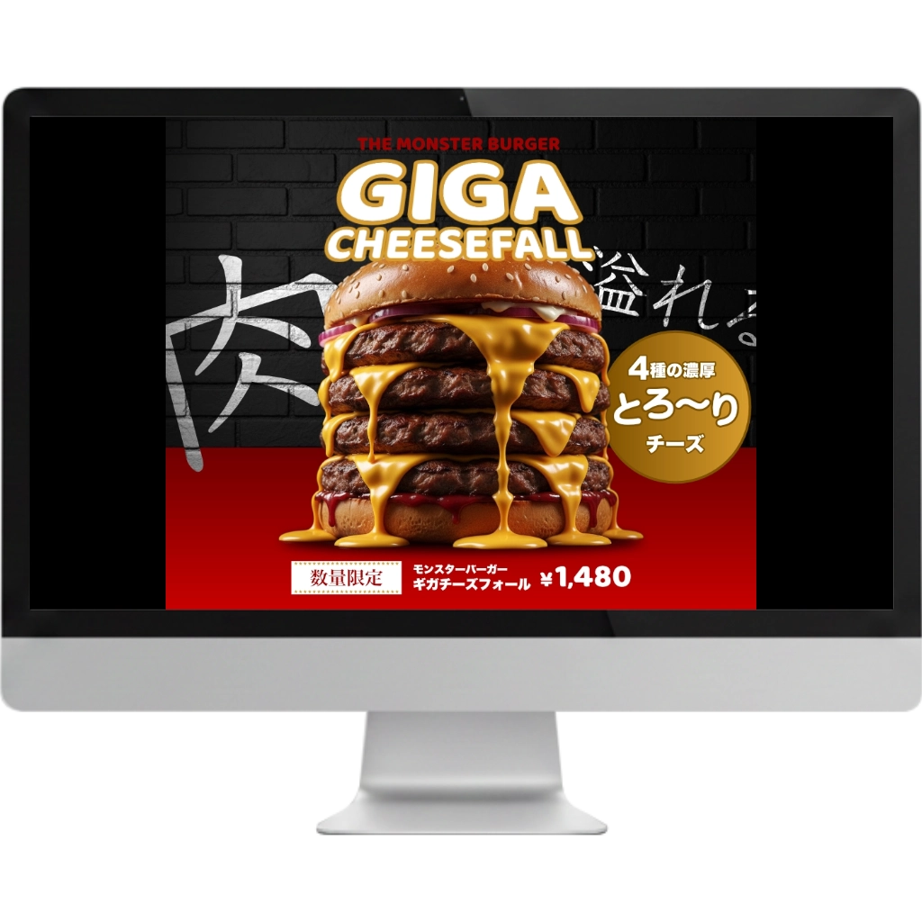 GIGA CHEESE FALL ハンバーガーのコンセプトバナーデザイン